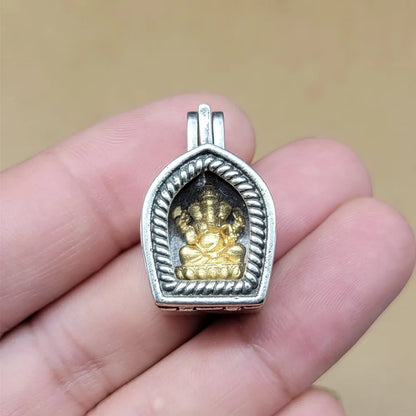 Non Pure Elephant God Gawu Box Tibetan Silver Plated Necklace Pendant DIY Cultural And Buddhist Bead Side Hanging Accessory