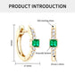 925 Sterling Silver Plated 14K Gold Ladies Hoop Earring 3x3mm Square Artificial Emerald Vintage Earrings for Women Jewelry Gift