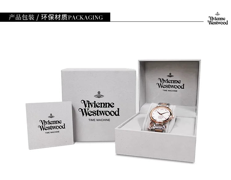 Vivienne Westwood Saturn Pendant Fashionable Exquisite Black Leather Strap Ladies' Watch