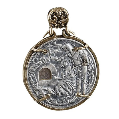 Necklace Pendant 925 Sterling Silver Holy Grail Wandering Coin Knight Sword Drawing Mechanism Women Man Luxury Jewelry 2025 P46