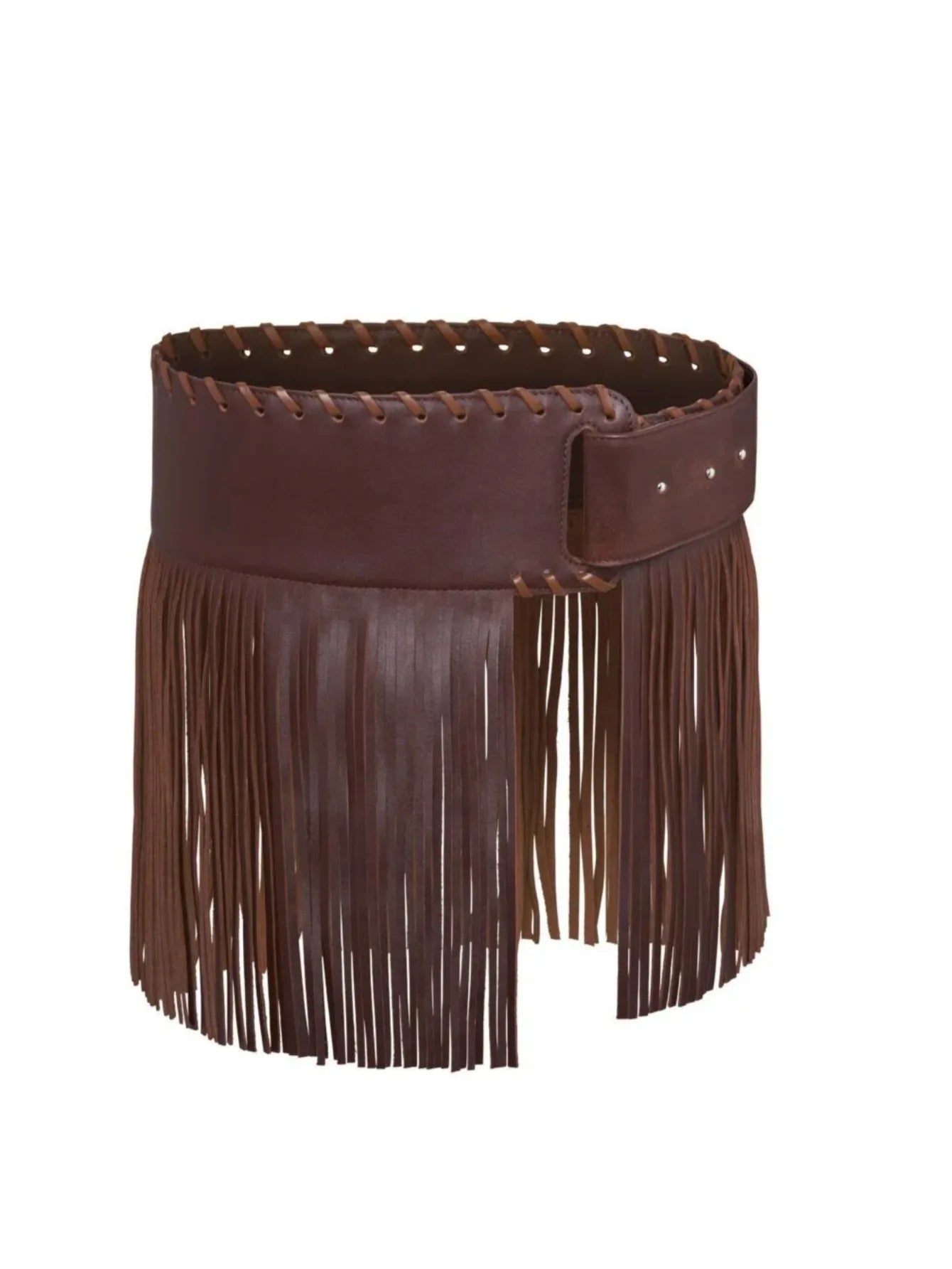 Punk Ladies Tassel Wide Belt Pu Brown Trendy Decorative Belt Nightclub Hot Girl Y2k Personality Motorcycle Trendy Belt