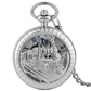 Steampunk Vintage Train Pattern Mechanical Hand-wind Pocket Watch Red Copper Pendant Antique Clock Manual Mechanism Timepiece