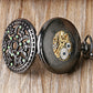 Men's Black Flower Green Dots Decor Mechanical Hand Winding Pocket Watch 30 cm Fob Chain Pendant Timepiece Antique Stylish Gift