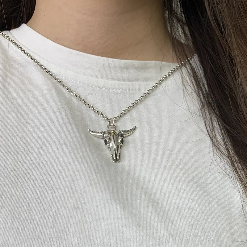 Real s925 Sterling Silver Pendant For Men Retro And Domineering Bull Head Pendant European And American Punk Style Jewelry