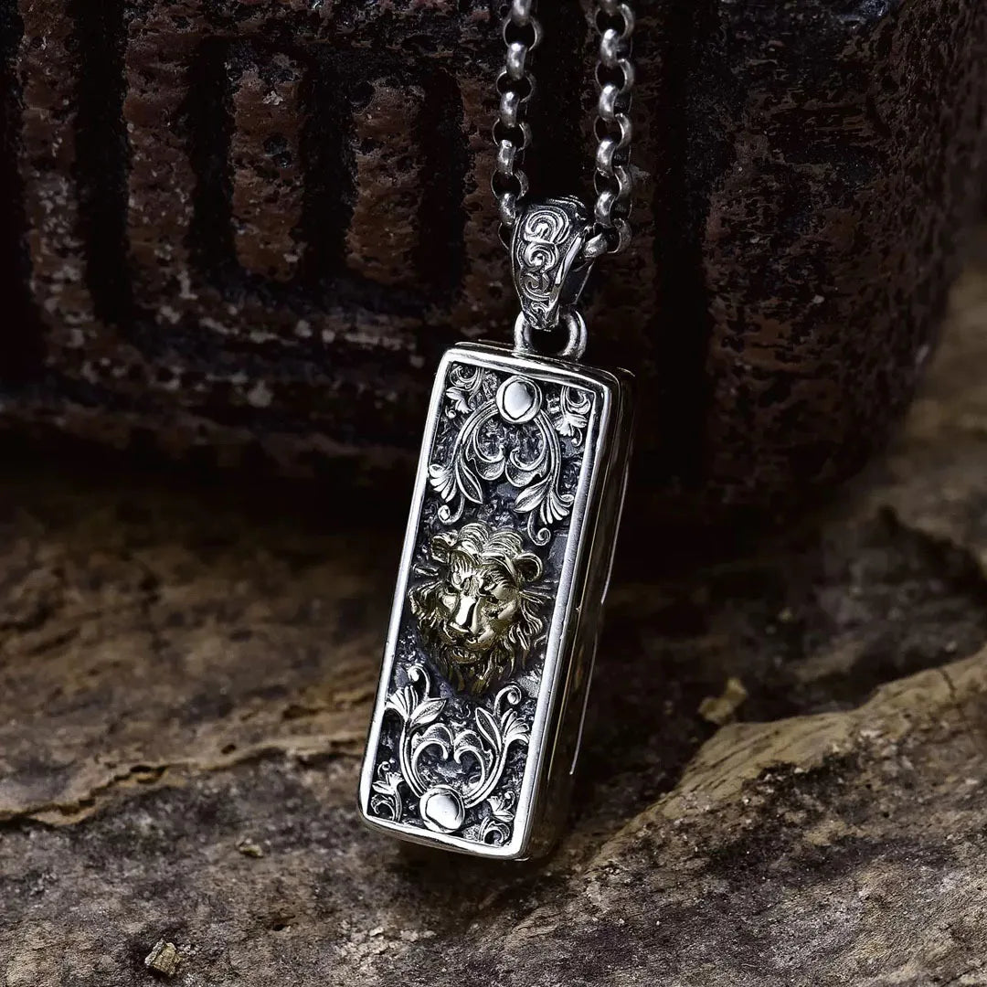BOCAI NEW S925 Sterling Silver Retro Punk Can Blow Domineering Lion Harmonica Pendant