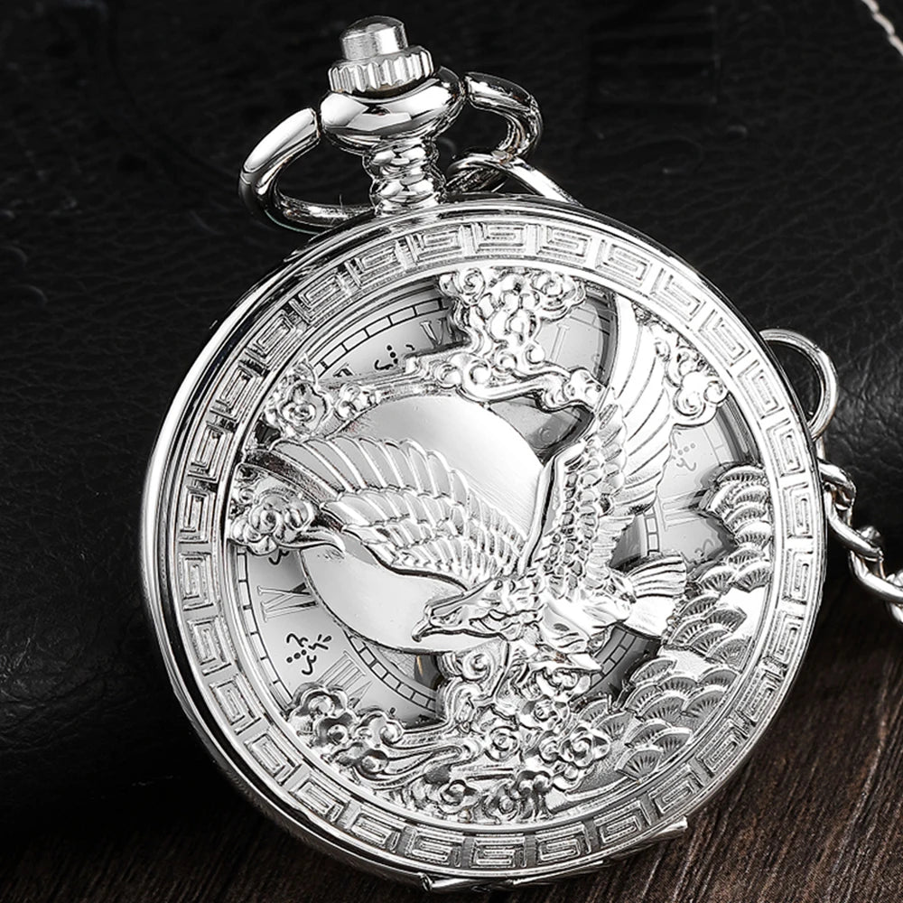 Eagle Antique Steampunk Pocket Watch Vintage Roman Numerals pocket watches for men Necklace Pendant Clock Chain Men's Women Lady