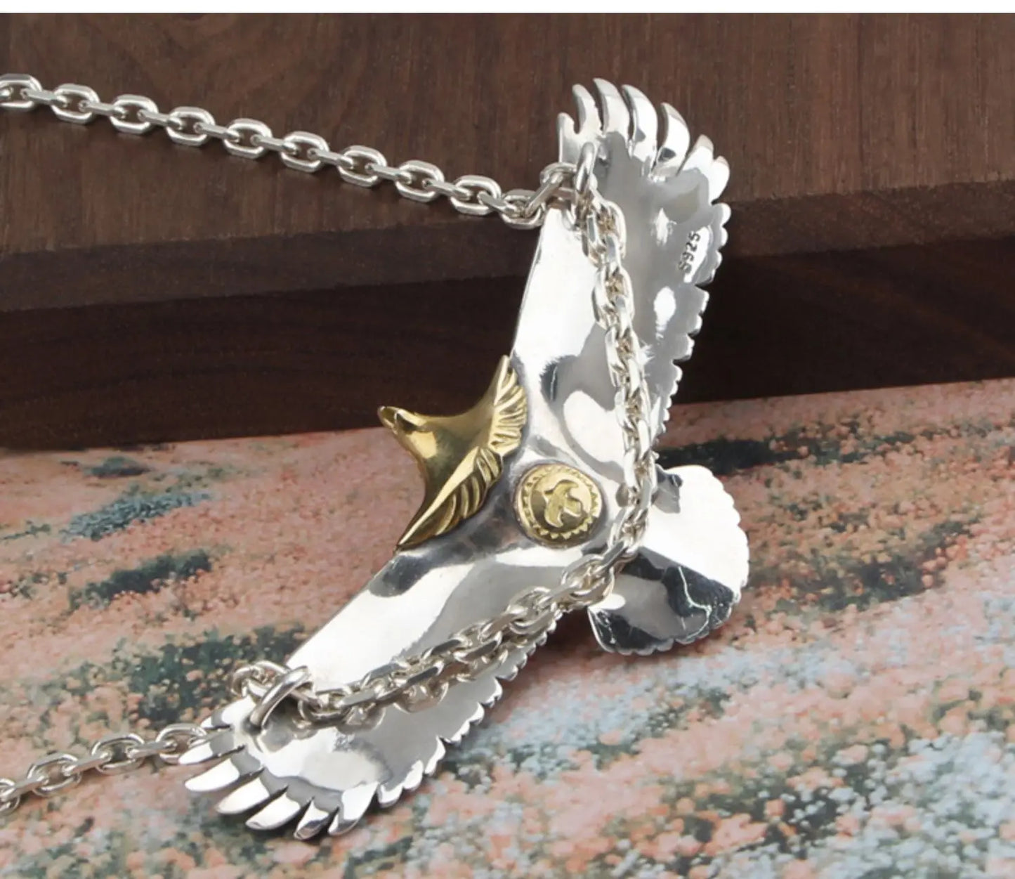 Japanese Style Trendy S925 Sterling Silver Eagle Pendant Necklace for Men and Women Sweater Chain Hip-Hop Punk Style Jewelry
