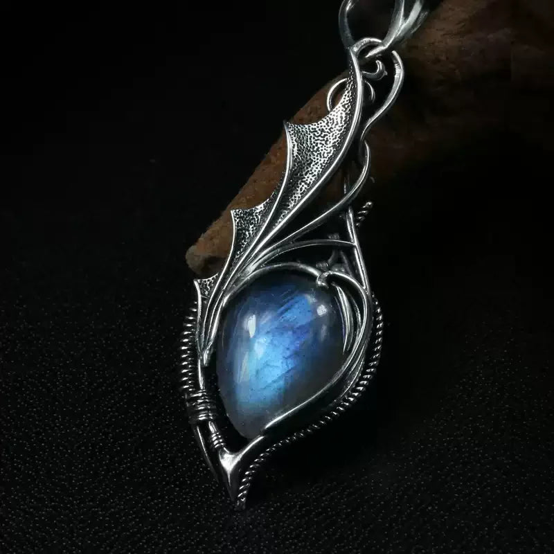 Necklace Pendant Pure 925 Sterling Silver Dragon Eye Natural Moonstone Luxury Designer Brand Fine Jewelry Men Women 2024 New P5