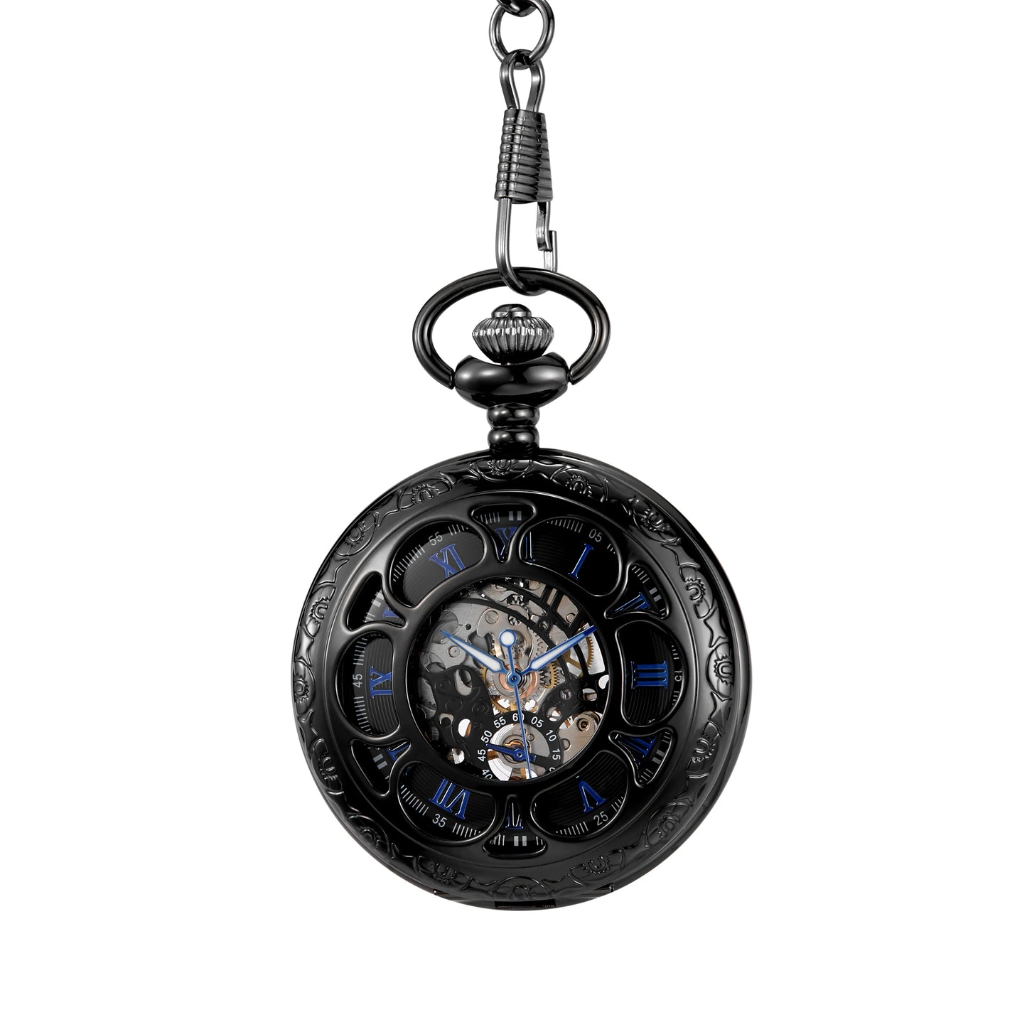 Retro classic mechanical pocket watch luminous petals hollowed out flip cover manual winding men women mechanical pocket watch