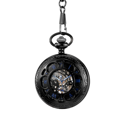 Retro classic mechanical pocket watch luminous petals hollowed out flip cover manual winding men women mechanical pocket watch