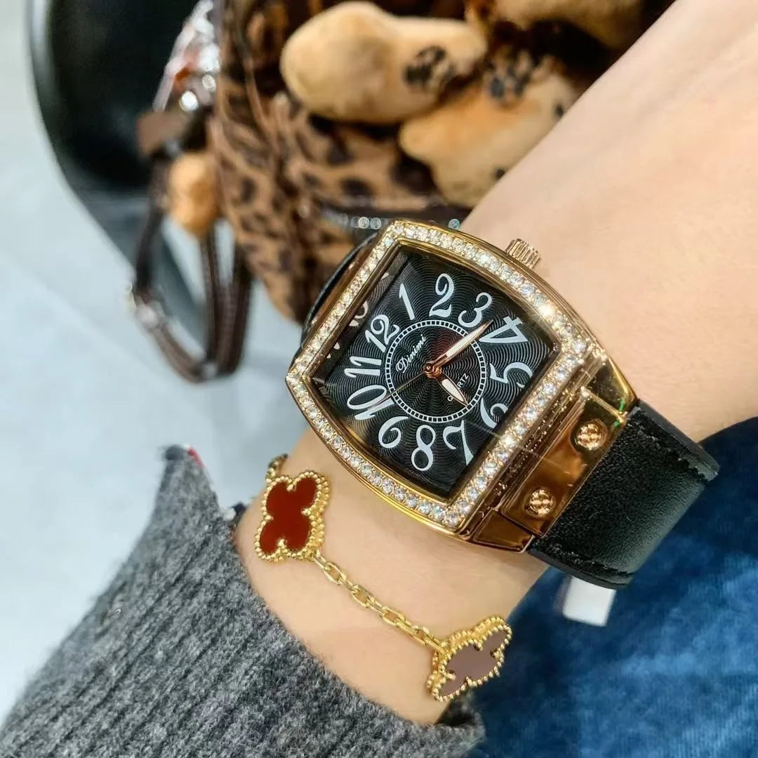 Timini Women's Watch Hot Selling Rose Red Belt Watch Women's Large Plate Xiaohongshu 77120