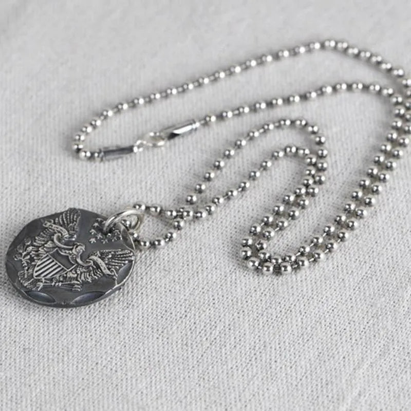 Necklace Pendant Pure 925 Sterling Silver Flying Eagle Round Card Luxury High Quality Jewelry 2025 Trend Man Necklaces Woman P22
