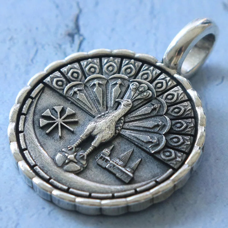 15g Yezidi Lalish Peacock Angel Art Relief Pendant Customized 925 SOLID STERLING Silver High Trendy