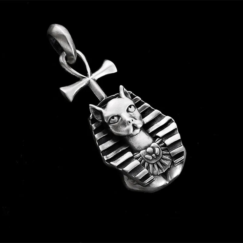Pendant 100% Real 925 Sterling Silver 2025 Trend Necklace Pendant Egyptian Mythical Cat God Luxury Jewelry Men Women Gift P21