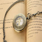 Antique Roman Number Retro Pocket Watch Unisex Handwinding Mechanical Skeleton Clock with Pendant Chain Arabic Numeral Dial Gift