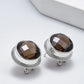 S925 Sterling Silver Studs Earring for Women Retro Edging Tangent Plane Smoky Quartz Ear Studs Fashion Classic Jewelry Wholesale