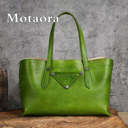 MOTAORA New Genuine Leather Women's Handbag Vintage Cowhide Large Capacity Crossbody Trave Bag Female Solid Shoulder Tote Bags
