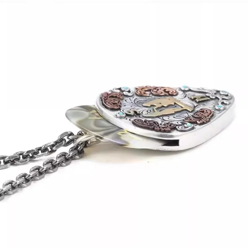 Necklace Pendant Real S990 Sterling Silver Romantic Love Guitar Pick Box Luxury Jewelry Woman Man 2025 Gift Envíos Gratis P21
