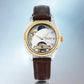 Ladies Flywheel double hollowed luxury fashion casual luminous leather watch with automatic mechanical waterproof wristwatch