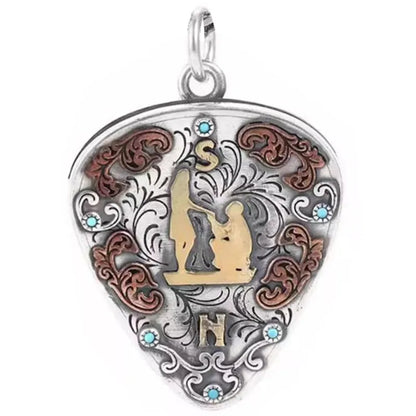 Necklace Pendant Real S990 Sterling Silver Romantic Love Guitar Pick Box Luxury Jewelry Woman Man 2025 Gift Envíos Gratis P21