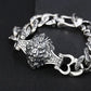 s925 sterling silver ornament retro personality all match trendy fashion Thai silver domineering lion's head bracelet for men