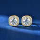 Rrjzz Classic Square 1CT Moissanit Women Earrings with Certificate 925 Sterling Silver Vintage Stud Ear for Wedding Fine Jewelry