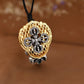 S925 Silver Pendant Necklace, Vintage Gold Flame Skull Men's Garuda Bird Chain, Gothic Statement Jewelry Gift for Men