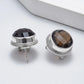 S925 Sterling Silver Studs Earring for Women Retro Edging Tangent Plane Smoky Quartz Ear Studs Fashion Classic Jewelry Wholesale