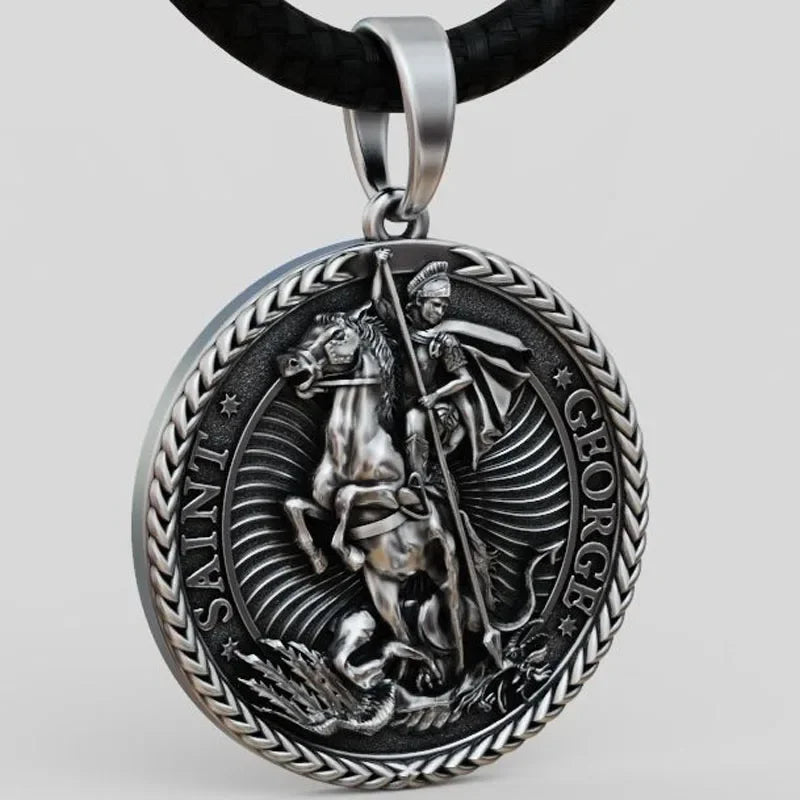 15g Saint George and the Dragon Round Pendant  Customized 925 SOLID STERLING Silver High Trendy