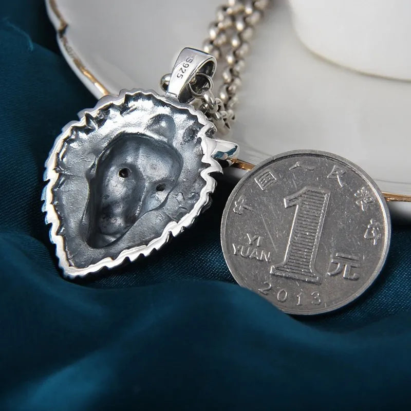 BOCAI S925 Silver Retro Personalized Lion Head Pendant