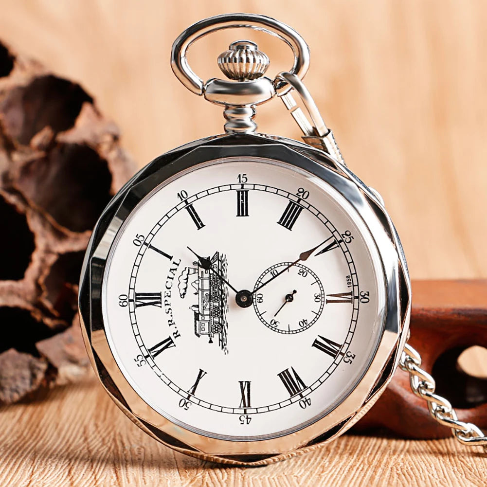 Steampunk Antique Stylish Mechanical Hand Winding Men Pocket Watch Unique Dial Design Open Face Pendant Luxury Pocket Clock Man