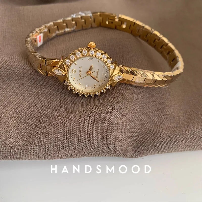 High Quality Brass Watch For Women's Quartz Vintage Luxury Band Antique Elegant 24K Gold Gold Women's Watch Medieval Style