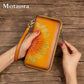 MOTAORA Women's Leather Wallet Handmade Cowhide Clutch Purse Long Zipper Card Holder Retro Painting First Layer Genuine bag