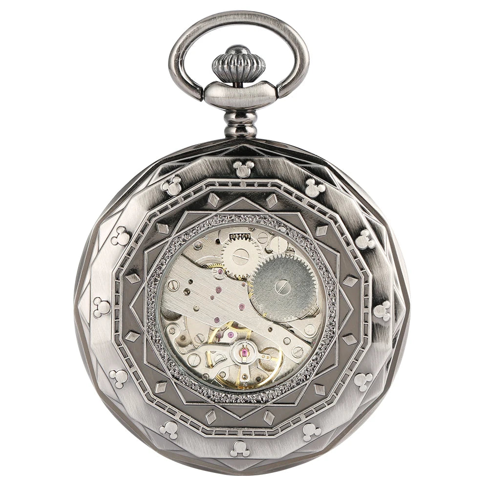 Steampunk Antique Stylish Mechanical Hand Winding Men Pocket Watch Unique Dial Design Open Face Pendant Luxury Pocket Clock Man