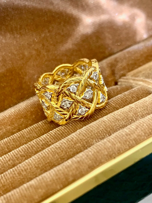 Italian Medieval Style Retro Rhombus Hollow-Out Lace Moissanite Earrings/Ring/Necklace S925 Silver Gold-Plated