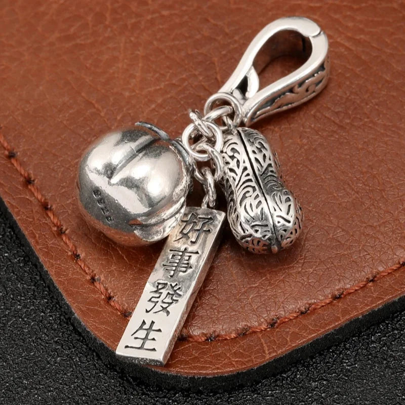 NEW  S925 Pure Silver Retro Auspicious Event Persimmon Peanut Tassel Men's And Women's Personality Pendant