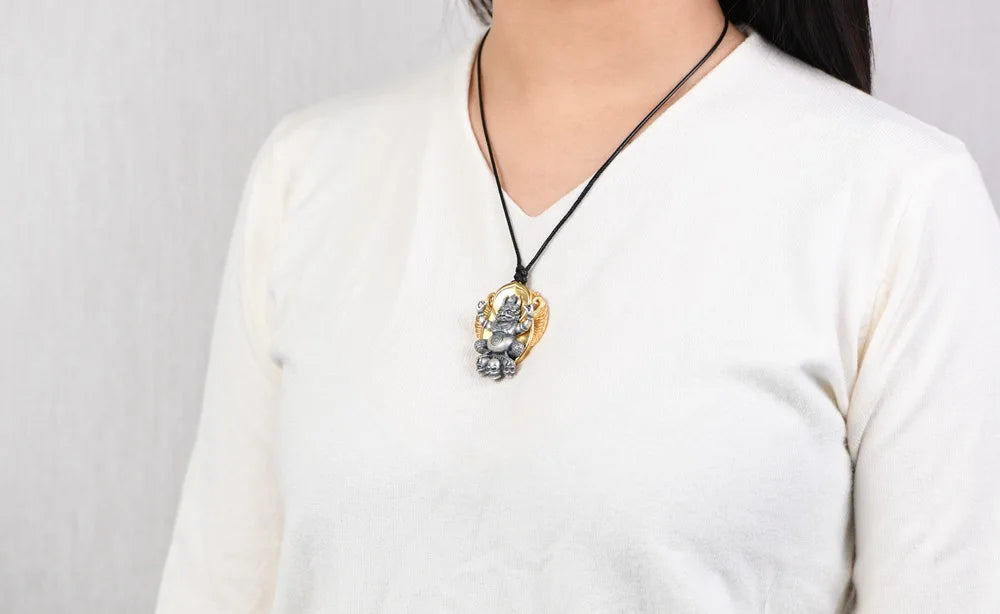 S925 Silver Pendant Necklace, Vintage Gold Flame Skull Men's Garuda Bird Chain, Gothic Statement Jewelry Gift for Men