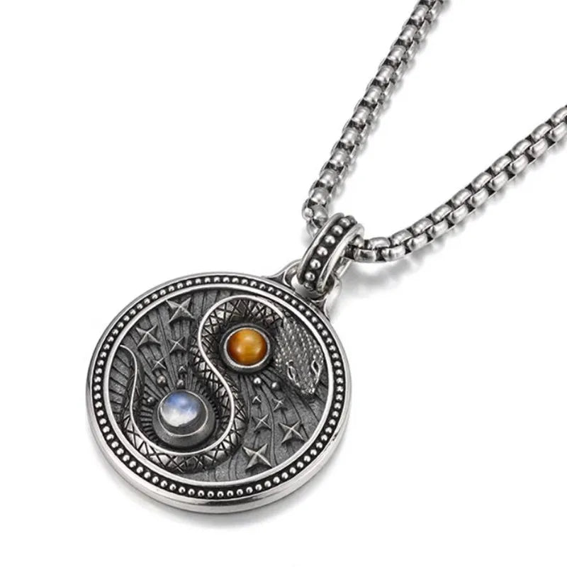 Necklace Pendant Real 925 Sterling Silver Snake Inlaid Tiger Eye Stone Luxury Fine Jewellery Woman Man 2025 St Valentine Day P36