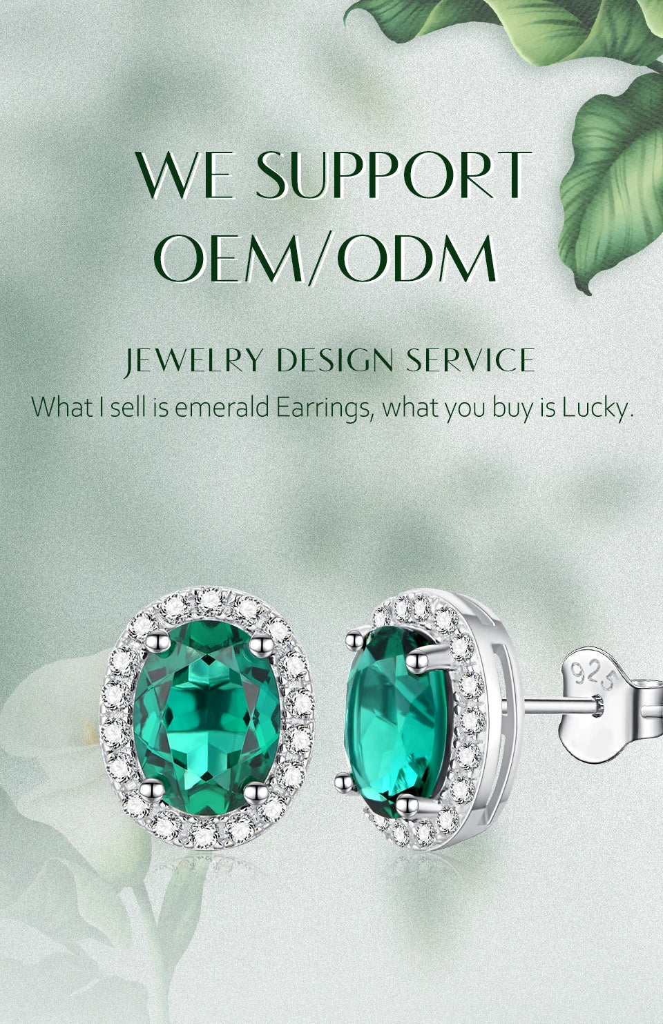 ATTAGEMS Vintage 925 Sterling Silver Lab Grown Moissanite Diamonds Emerald Gemstone Oval Cut Earrings Fine Jewelry Wholesale