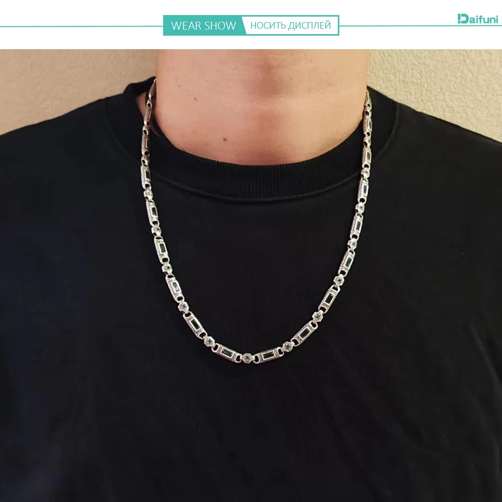 Daifuni 925 Sterling Silver Vintage Turkey Ethnic Style Fine Chain Necklace for Men Woman 6MM Hip-Hop Fashion Party Jewelry Gift