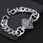 s925 sterling silver ornament retro personality all match trendy fashion Thai silver domineering lion's head bracelet for men