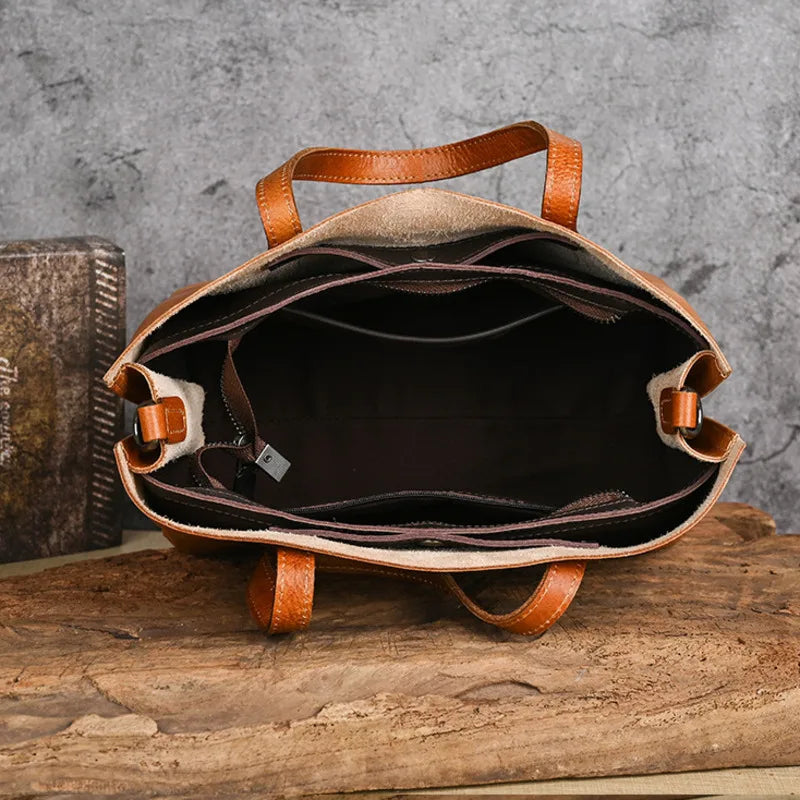 MOTAORA New Genuine Leather Women's Handbag Vintage Cowhide Large Capacity Crossbody Trave Bag Female Solid Shoulder Tote Bags