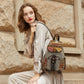 MOTAORA Handmade Women's Bohemian Backpack Vintage Canvas Mini Rucksack Ethnic Geometric Print Travel Casual Daypack Lightweight