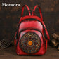 MOTAORA Vintage Leather Backpack Women Large Capacity Embossed Casual Travel Backpack Anti-Theft Waterproof Handbag Purse