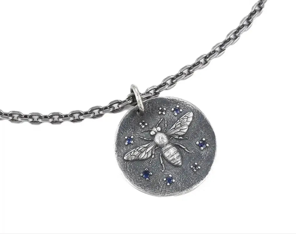 Necklace Pendant Pure 925 Sterling Silver Insects Bee Blue Gemstone Luxury Brand Jewelry Man Woman 2025 St Valentine Day Gift P5