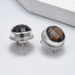 S925 Sterling Silver Studs Earring for Women Retro Edging Tangent Plane Smoky Quartz Ear Studs Fashion Classic Jewelry Wholesale