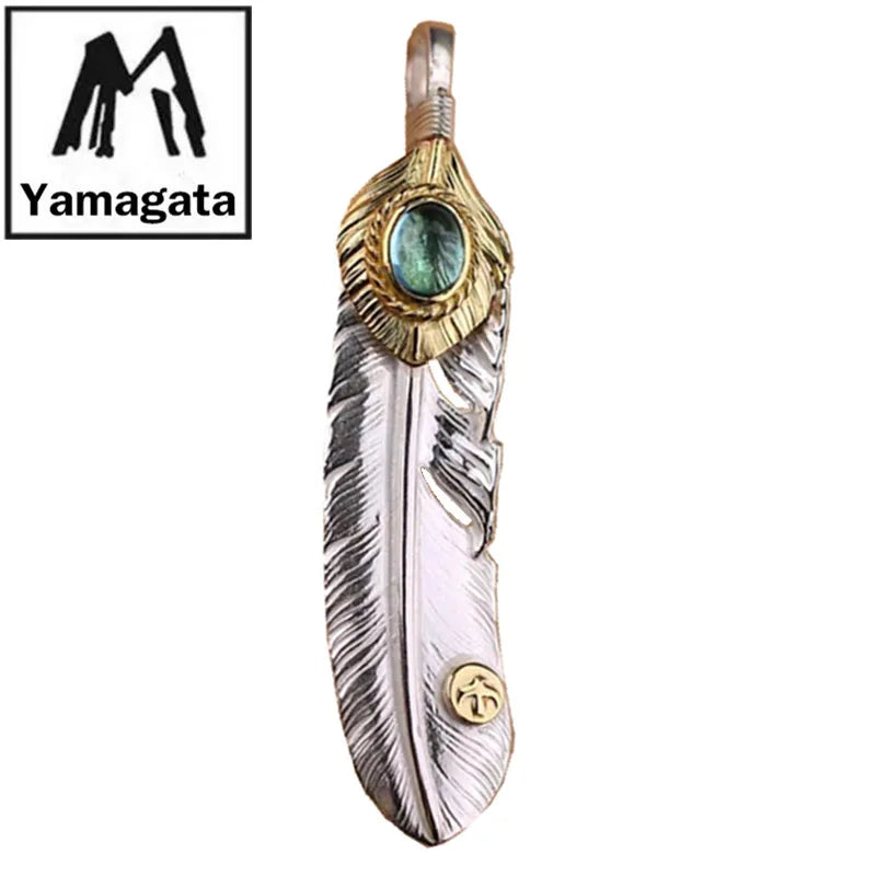 Pendant 100% Sterling Silver 925 Natural Topaz Feather Luxury Jewellery Woman Man 2025 New In Trend Vintage Necklace Pendant P2