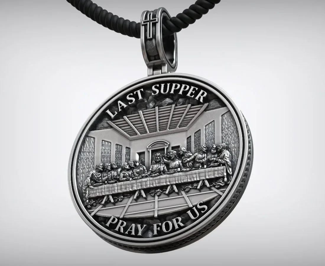16g Jesus Christ The Last Supper Prayer Leonardo Pendant Religious Art Relief Customized 925 SOLID STERLING Silver High Trendy