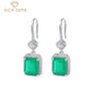 GICA GEMA Women Vintage Earrings Real 925 Sterling Silver Created Emerald 30mm Ear Drop Fashion Female Fine Jewelry Promise Gift