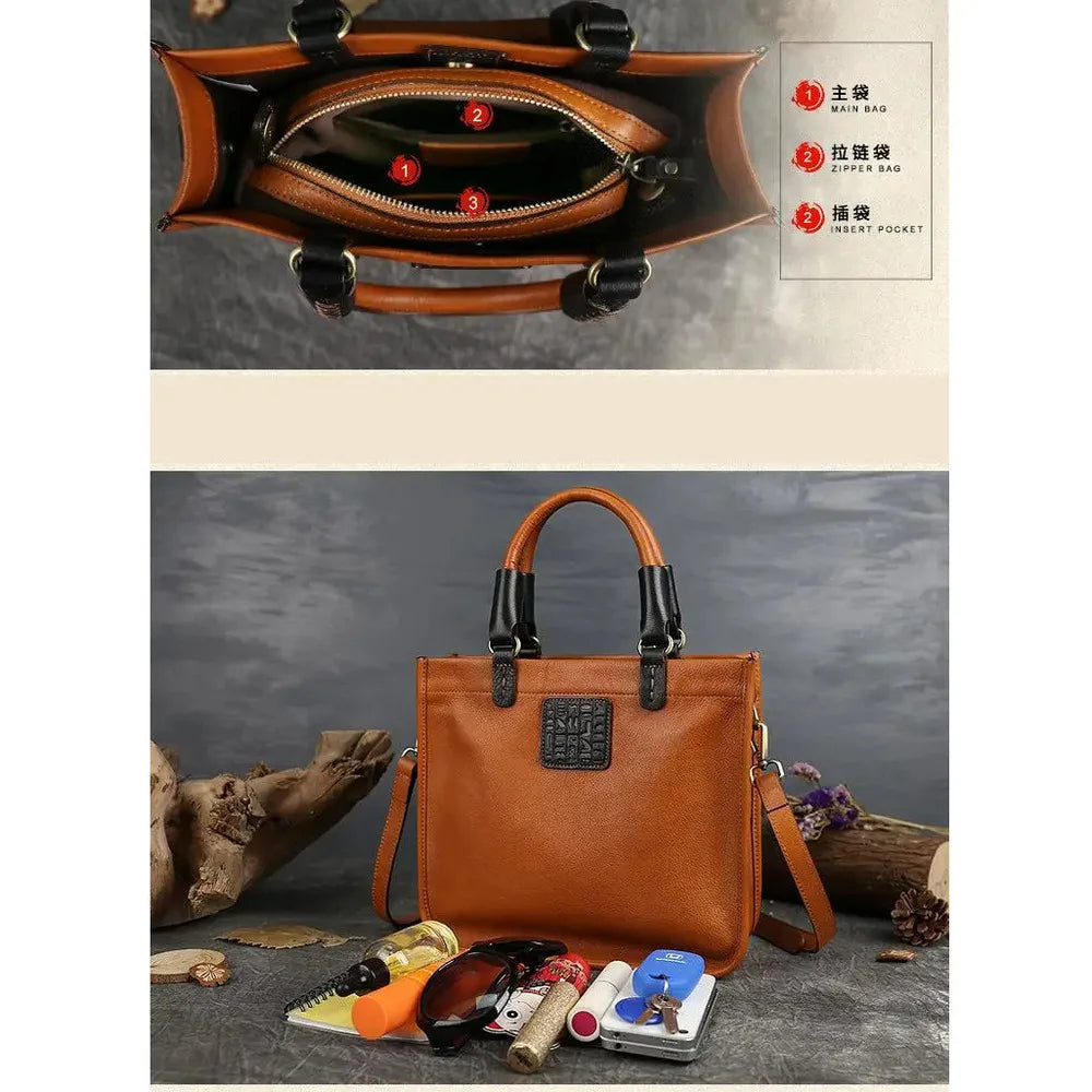 MOTAORA Women Genuine Cowhide Leather Handbag Shoulder Crossbody Bag Top Handle Large Vintage Designer Purse for Women 2025 NEW